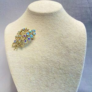 Vintage Coro Brooch Aurora Borealis Rhinestone Bouquet